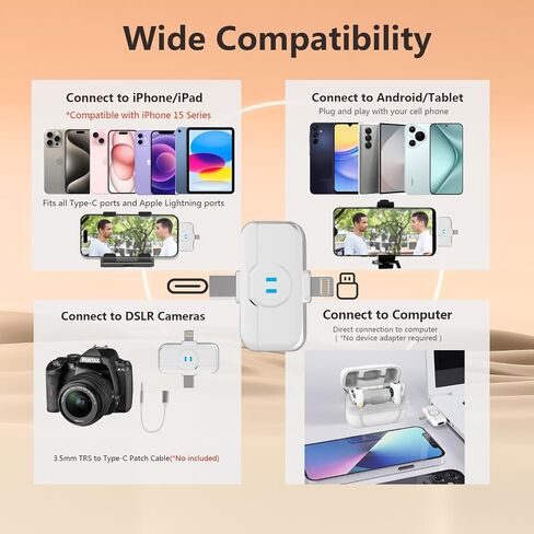 wedaniya Wireless Lavalier Lapel Microphone for iPhone iPad: 2 Clip on Microphones for Phone Video Recording, Professional Lav Mic for YouTube | Interview | Podcast | Vlog | Tiktok | Live Stream in Saudi Arabia