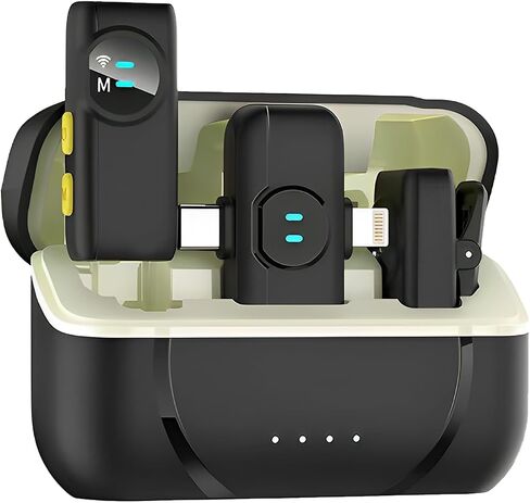 wedaniya Wireless Lavalier Lapel Microphone for iPhone iPad: 2 Clip on Microphones for Phone Video Recording, Professional Lav Mic for YouTube | Interview | Podcast | Vlog | Tiktok | Live Stream in Saudi Arabia