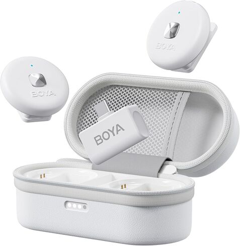 BOYA Omic-U ميكروفون لاسلكي Lavalier لإلغاء ضوضاء الهاتف Android من النوع C، عمر بطارية 5 ساعات، 164 قدم، حقيبة شحن USB-C ميكروفون بودكاست لاسلكي لتسجيل الفيديو، تسجيل الفيديو in Kuwait