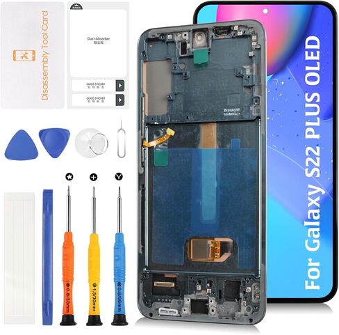 S22 Plus 5G OLED [6.55" Not OEM 6.6"] LCD Display +Pink Gold Frame for Samsung Galaxy S22+ SM-S906U S906W S906B LCD Screen Display Replacement Touch Digitizer Assembly Kit in Kuwait