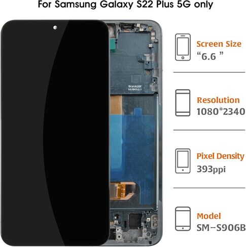 S22 Plus 5G OLED [6.55" Not OEM 6.6"] LCD Display +Pink Gold Frame for Samsung Galaxy S22+ SM-S906U S906W S906B LCD Screen Display Replacement Touch Digitizer Assembly Kit in Kuwait