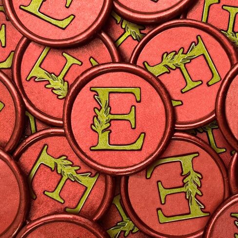 25Pcs Wax Seal Stickers Handmade Vintage Botanical Leaves Adhesive Letter Wax Stickers for Wedding Party Invitations, Envelope, Gift Wrap, Christmas(Initial O, Red) in Saudi Arabia