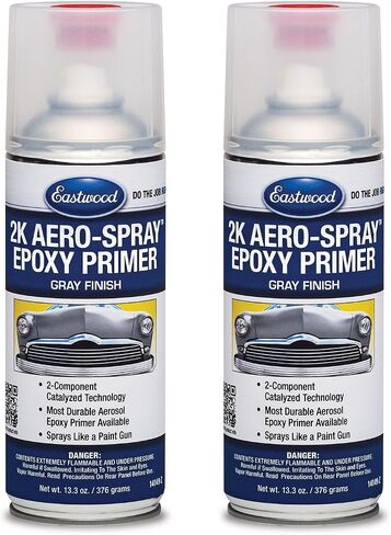 Eastwood 2K Urethane Gray Primer | AeroSpray Catalyzed Technology | High Build Durable Aerosol | Works on Painted or Epoxy Primed Surfaces | Paint Prep | 10-16 Sq Ft Coverage | 13.6 oz in Kuwait