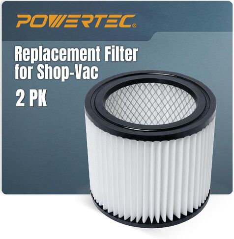 POWERTEC Cartridge Filters, for Shop Vac Replacement Filters 90398, 9039800, Fits Shop-Vac Most 4 Gallon and Less Wet/Dry Vacuum Cleaners, 1PK (75083) in Saudi Arabia
