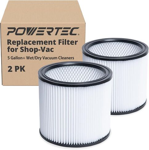 POWERTEC Cartridge Filters, for Shop Vac Replacement Filters 90398, 9039800, Fits Shop-Vac Most 4 Gallon and Less Wet/Dry Vacuum Cleaners, 1PK (75083) in Saudi Arabia