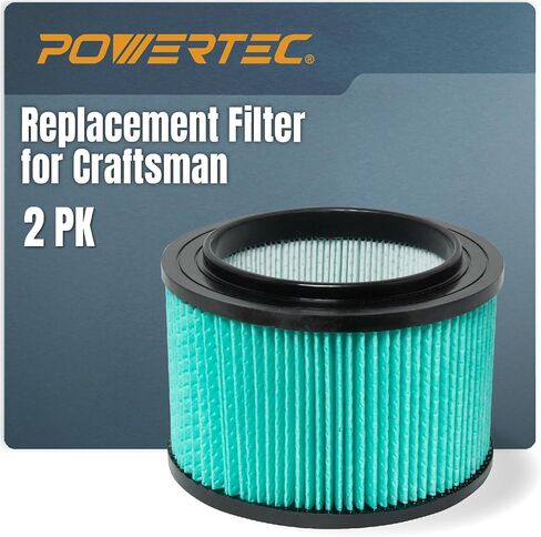 POWERTEC Cartridge Filters, for Shop Vac Replacement Filters 90398, 9039800, Fits Shop-Vac Most 4 Gallon and Less Wet/Dry Vacuum Cleaners, 1PK (75083) in Saudi Arabia