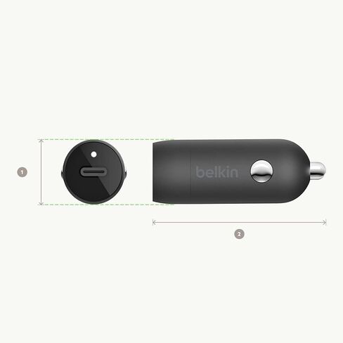 شاحن سيارة بوست USB- النوع C من بيلكين 20 واط (شاحن سريع لجوالات ايفون وسامسونج وجوجل بيكسل وغيرها) لون اسود CCA003bt, CCA003btBK in Saudi Arabia