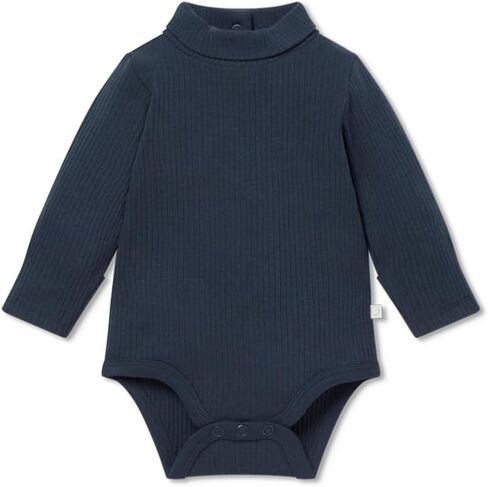 MORI Baby Unisex Ribbed Turtleneck Bodysuit with Back Opening - Comfort Toddler One Piece High Neck Romper for Boys and Girls in Kuwait
