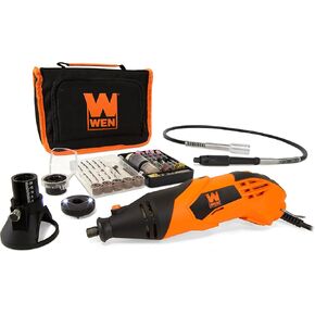 WEN 23114 1.4-Amp High-Powered Variable Speed Rotary Tool with Cutting Guide, LED Collar, 100+ Accessories, Carrying Case and Flex Shaft
