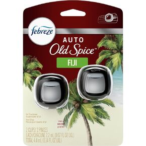 Febreze Car Air Freshener Vent Clip Old Spice Fiji Scent, .07 oz. Car Vent Clip, Pack of 4