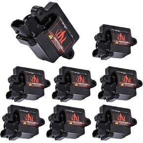 BANG4BUCK 8Pcs Ignition Coils Pack Square Type UF271 D581 + 8Pcs 8mm Spark Plug Wires Set High Voltage Energy for Cadillac Chevrolet GMC Part Number 12558693 12556893 3859078