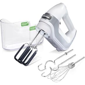 Hamilton Beach Professional 7-Speed Digital Electric Hand Mixer with High-Performance DC Motor, Slow Start, Snap-On Storage Case, SoftScrape Beaters, Whisk, Dough Hooks, Silver and Chrome (62657)