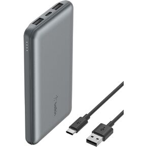 Belkin USB C Portable Charger Power Bank, 10000 mAh with 1 USB C Port and 2 USB A Ports for up to 15W Charging for iPhone 12, 11, XS Pro, Max, Mini, AirPods, iPad, Galaxy S21, Ultra and More - Black