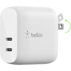 Belkin 40W USB-C PD Wall Charger, Dual USB-C Ports for 20W Per Port Fast Power Delivery Enabled Charging for iPhone 13, 13 Pro, 13 Pro Max, 12, 12 Pro, 12 Pro Max, Mini, iPad Pro, Galaxy, and More