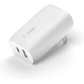 Belkin 37W PPS PD Dual Port Wall Charger with USB-C to Lightning Cable Included, Power Delivery 25W USB C Port and 12W USB A Port for Fast Charging Galaxy S21, Ultra, Plus, iPhone and More