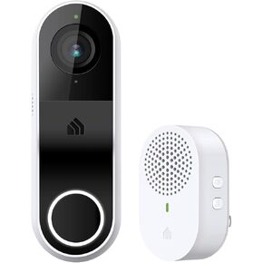 Kasa Smart Video Doorbell Camera Hardwired w/ Chime, 3MP 2K Resolution, 2-Way Audio, Real-Time Notification, Cloud & SD Card Storage, Alexa & Google Assistant Compatible (KD110), White, Black