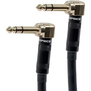 Monoprice 109439 Premier Series 1/4 Inch (TRS) Male Right Angle to Male Right Angle 16AWG Cable Cord - 1.5 Feet- Black (Gold Plated)