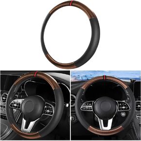 zipelo Car Steering Wheel Cover, Universal 15 Inch, Carbon Fiber Breathable Anti-Slip Steering Wheel Protector, Warm in Winter and Cool in Summer, Car Interior Accessories for Men Women (Blue)