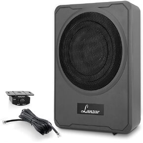 8-Inch Low-Profile Amplified Subwoofer System - 600 Watt Compact Enclosed Active Underseat Car Audio Subwoofer with Built in Amp, Powered Car Subwoofer w/Low & High Level Inputs - SBA8A