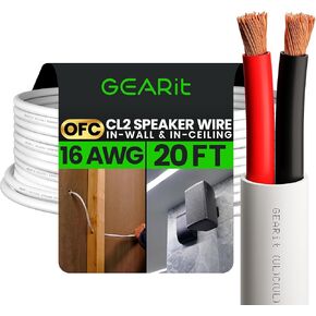 16 AWG CL2 Rated OFC Speaker Wire, GearIT Pro Series 16 Gauge OFC Oxygen Free Copper UL CL2 Rated for in-Wall Speaker Wire Cable