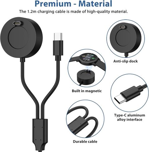 كابل شاحن ساعة جارمين 2 في 1 مع قابس شاحن حائط USB متوافق مع Garmin Fenix ​​5/5S/5X/6/6S/6X/7/7S/7X، Garmin Venu 3/3S/2/2 Plus/2S/Sq 2/ مربع، حيوي 5/4/4S، غريزة، رائد (3.3 قدم) in Kuwait