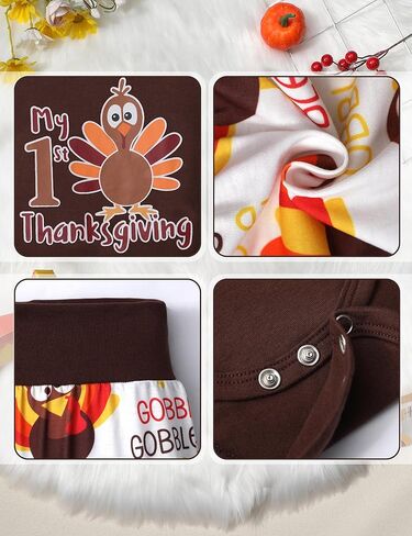 DONWEN بيبي بوي عيد الشكر الزي طويل الأكمام بلدي 1st عيد الشكر هوديي رومبير + تركيا السراويل 2 قطعة مجموعة الملابس in Kuwait