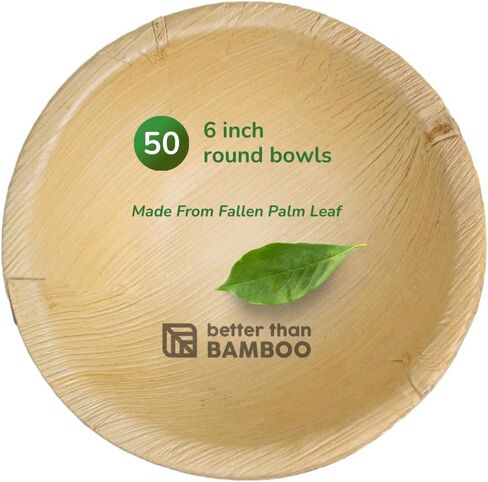 50 2oz Disposable Round Palm Cups - Bowls or Wood Bowls. Heavy Duty, 100% Compostable & Biodegradable Eco Friendly Party Ramekins (2 oz) in Saudi Arabia
