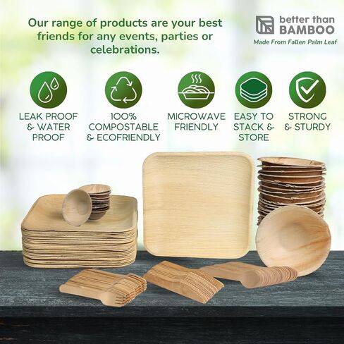 50 2oz Disposable Round Palm Cups - Bowls or Wood Bowls. Heavy Duty, 100% Compostable & Biodegradable Eco Friendly Party Ramekins (2 oz) in Saudi Arabia