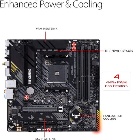 ASUS TUF Gaming B550M-PLUS (WiFi 6) AMD AM4 (3rd Gen Ryzen™) microATX Gaming Motherboard (PCIe 4.0, 2.5Gb LAN, BIOS Flashback, HDMI 2.1, USB 3.2 Gen 2, Addressable Gen 2 RGB Header and Aura Sync) in Saudi Arabia