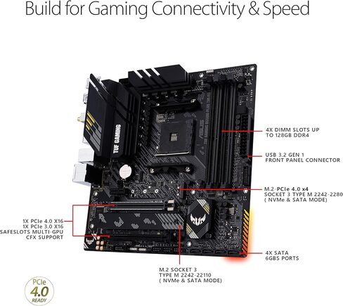ASUS TUF Gaming B550M-PLUS (WiFi 6) AMD AM4 (3rd Gen Ryzen™) microATX Gaming Motherboard (PCIe 4.0, 2.5Gb LAN, BIOS Flashback, HDMI 2.1, USB 3.2 Gen 2, Addressable Gen 2 RGB Header and Aura Sync) in Saudi Arabia