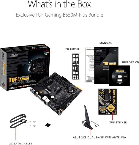 ASUS TUF Gaming B550M-PLUS (WiFi 6) AMD AM4 (3rd Gen Ryzen™) microATX Gaming Motherboard (PCIe 4.0, 2.5Gb LAN, BIOS Flashback, HDMI 2.1, USB 3.2 Gen 2, Addressable Gen 2 RGB Header and Aura Sync) in Saudi Arabia
