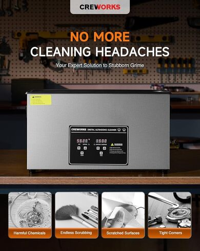 CREWORKS 3L Digital Ultrasonic Cleaner, 0.8 gal Quiet Ultrasonic Cleaning Machine with Degas Mode and 7 Oscillation Levels, 120W Professional Ultrasound Cleaner with 100W Heater & Timer for Home Use in Saudi Arabia