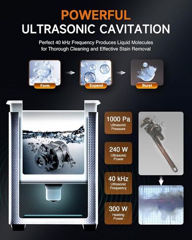CREWORKS 3L Digital Ultrasonic Cleaner, 0.8 gal Quiet Ultrasonic Cleaning Machine with Degas Mode and 7 Oscillation Levels, 120W Professional Ultrasound Cleaner with 100W Heater & Timer for Home Use in Saudi Arabia