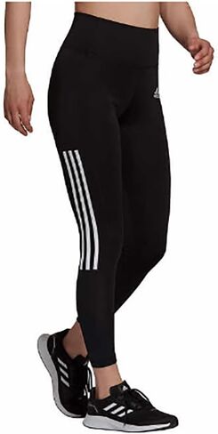 بنطال ضيق للسيدات من adidas خفيف الوزن عالي الارتفاع 3 خطوط شبكية 7/8 (X-Large، أسود/أبيض) in Saudi Arabia