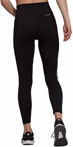 بنطال ضيق للسيدات من adidas خفيف الوزن عالي الارتفاع 3 خطوط شبكية 7/8 (X-Large، أسود/أبيض) in Saudi Arabia