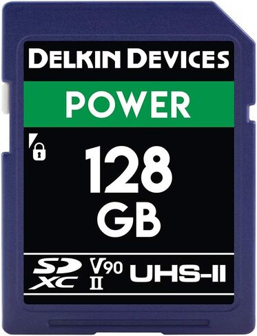 بطاقة ذاكرة Delkin Devices Power سعة 128 جيجابايت SDXC UHS-II - قراءة بسرعة 300 ميجابايت/ثانية، وكتابة 250 ميجابايت/ثانية | مثالي لفيديو 8K و4K وHDR و360 | بطاقة SD عالية الأداء للكاميرات in Kuwait