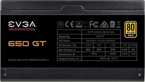 EVGA 650 G5, 80 Plus Gold 650W, Fully Modular, ECO Mode with Fdb Fan, 100% Japanese Capacitors, 10 Year Warranty, Compact 150mm Size, Power Supply 220-G5-0650-X1 in Saudi Arabia