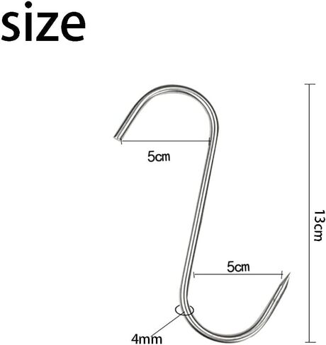Meat Hooks 10Pcs,Premium Butcher's Hook,Stainless Steel Wall S-Shaped Hooks–for Hot and Cold Smoking,Stainless Steel Meat Hook, Chicken Hunting Smoking Ribs (10Pcs 5.9Inch(4.6mm)) in Saudi Arabia
