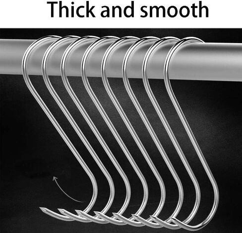 Meat Hooks 10Pcs,Premium Butcher's Hook,Stainless Steel Wall S-Shaped Hooks–for Hot and Cold Smoking,Stainless Steel Meat Hook, Chicken Hunting Smoking Ribs (10Pcs 5.9Inch(4.6mm)) in Saudi Arabia