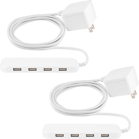 شريط طاقة UltraPro 4 منافذ USB، سلك تمديد مجدول 6 أقدام، حامل على الحائط، 4.8 أمبير/24 وات، لهاتف iPhone/iPad/Samsung Galaxy/Google Pixel، مدرج في قائمة UL، أبيض، 44139-T1 in Kuwait