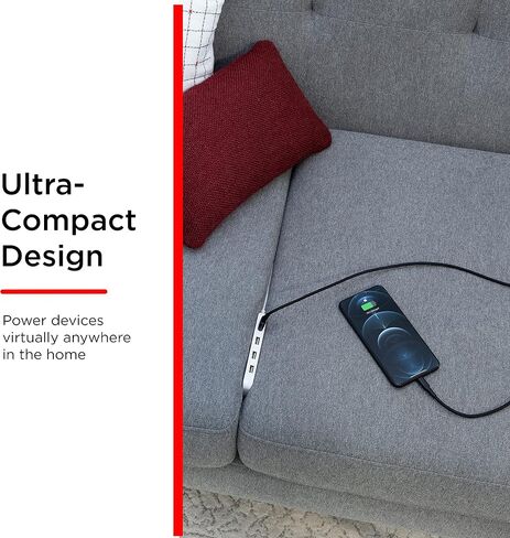 شريط طاقة UltraPro 4 منافذ USB، سلك تمديد مجدول 6 أقدام، حامل على الحائط، 4.8 أمبير/24 وات، لهاتف iPhone/iPad/Samsung Galaxy/Google Pixel، مدرج في قائمة UL، أبيض، 44139-T1 in Kuwait