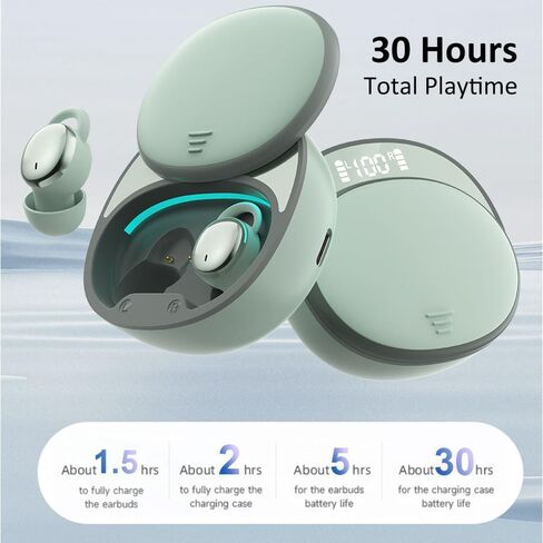 Noise Blocking Earbuds for Sleep with Travel Charging Case, 5.3 Wireless Bluetooth Streaming, 4.5 Hour Sleeping Support, Mini in-Ear Buds for Back and Side Sleepers, Black in Saudi Arabia