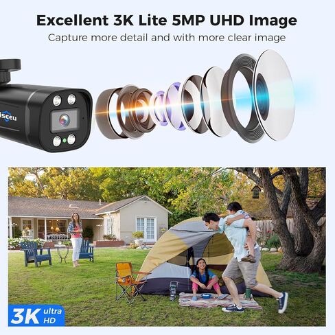 نظام كاميرا أمان سلكي Hiseeu 4K مع رؤية ليلية ملونة للصوت، محرك أقراص ثابتة سعة 3 تيرابايت، اكتشاف الإنسان/المركبة بالذكاء الاصطناعي، H.265+ مراقبة DVR 8CH مع كاميرات CCTV منزلية 8X8MP، تشغيل ذكي، وصول عن بعد in Saudi Arabia