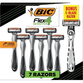 BIC Flex 4 Titanium Sensitive Men's Disposable Razors, For a Smooth, Ultra-Close and Comfortable Shave, 10-Count