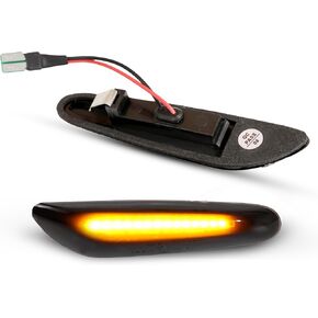 WOZUA Smoke LED Side Marker Turn Signal Lights Replacement for BMW E46 E60 E82 E83 E88 E90 E91 E92 E93 X1 X3 325i 328i 335i 525i 528xi 530xi & more - Driver & Passenger Side Turn Signal Lamp Assembly