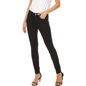 LOUEERA Women’s Mid Rise Skinny Jeans, Stretchy Shaping Leg Jean, Curvy Slim Fit Elastic Waist Denim Pants