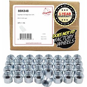 Wheel Accessories Parts 14mm 1.50 14x1.50 Thread Open End Bulge Acorn 21mm 0.84" Long Lug Nut Zinc 19mm 3/4" Fits 1999+ Silverado GMC Sierra 2500 3500 Ford 2005+ F250 F350 2011+ Ram 2500 3500