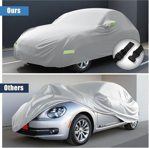 X AUTOHAUX for Volkswagen New Beetle غطاء سيارة لسيارة Volkswagen New Beetle 1998-2019 غطاء سيارة كامل خارجي حماية من جميع الأحوال الجوية مع سحاب فضي اللون in Saudi Arabia