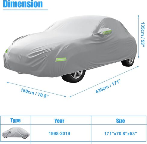 X AUTOHAUX for Volkswagen New Beetle غطاء سيارة لسيارة Volkswagen New Beetle 1998-2019 غطاء سيارة كامل خارجي حماية من جميع الأحوال الجوية مع سحاب فضي اللون in Saudi Arabia