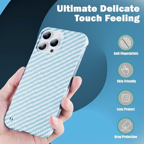 Ultra-Thin Frosted Soft Touch Skin Borderless Carbon Fiber Bump Texture Case for iPhone 16 Pro Phone Case 6.3"(2024) Slim Minimalist Lightweight Frameless Matte Hard Cover Case-Black in Saudi Arabia